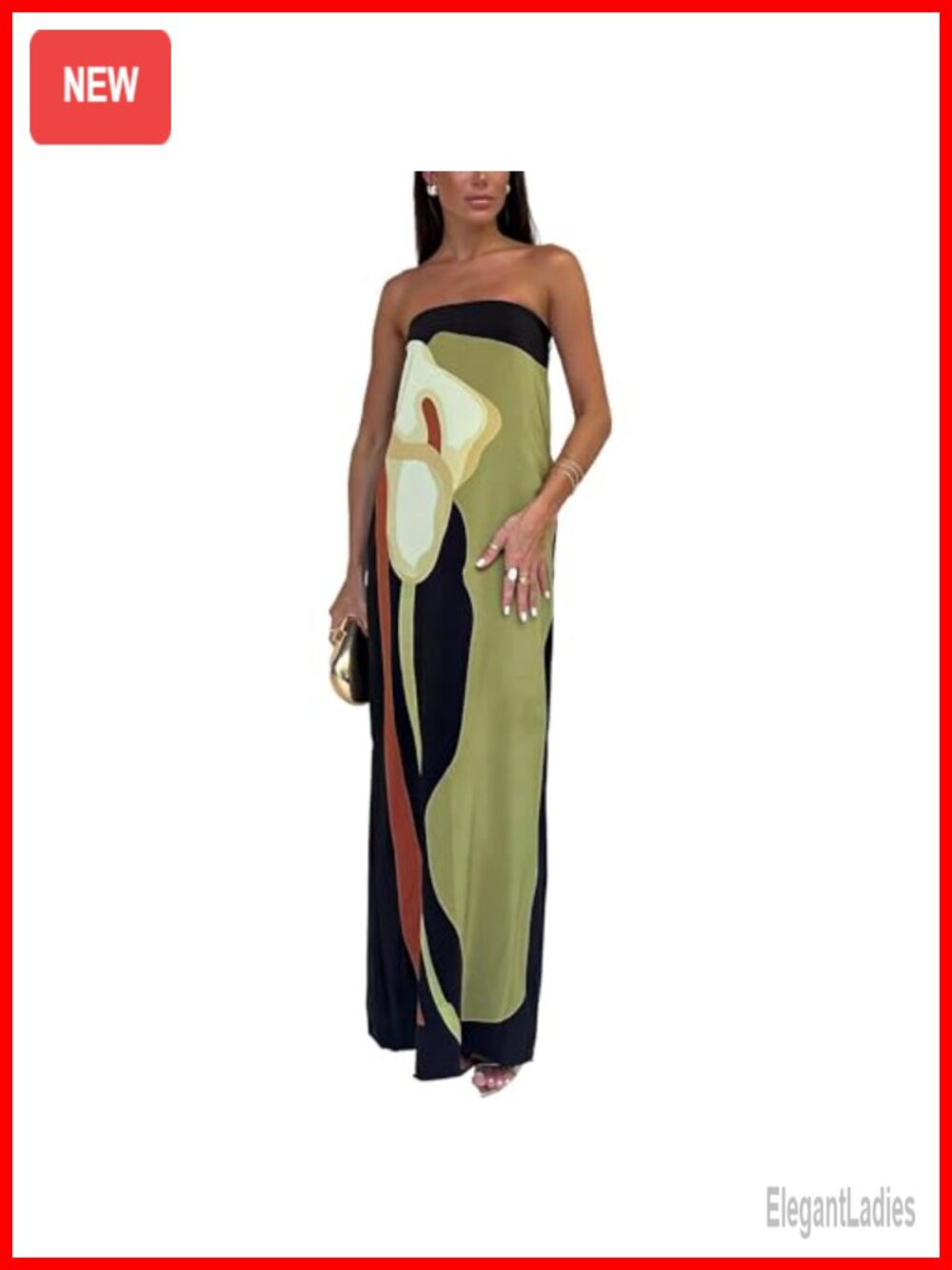 Y2K Floral Strapless Maxi Dress Backless Tube Dress Off Shoulder Party